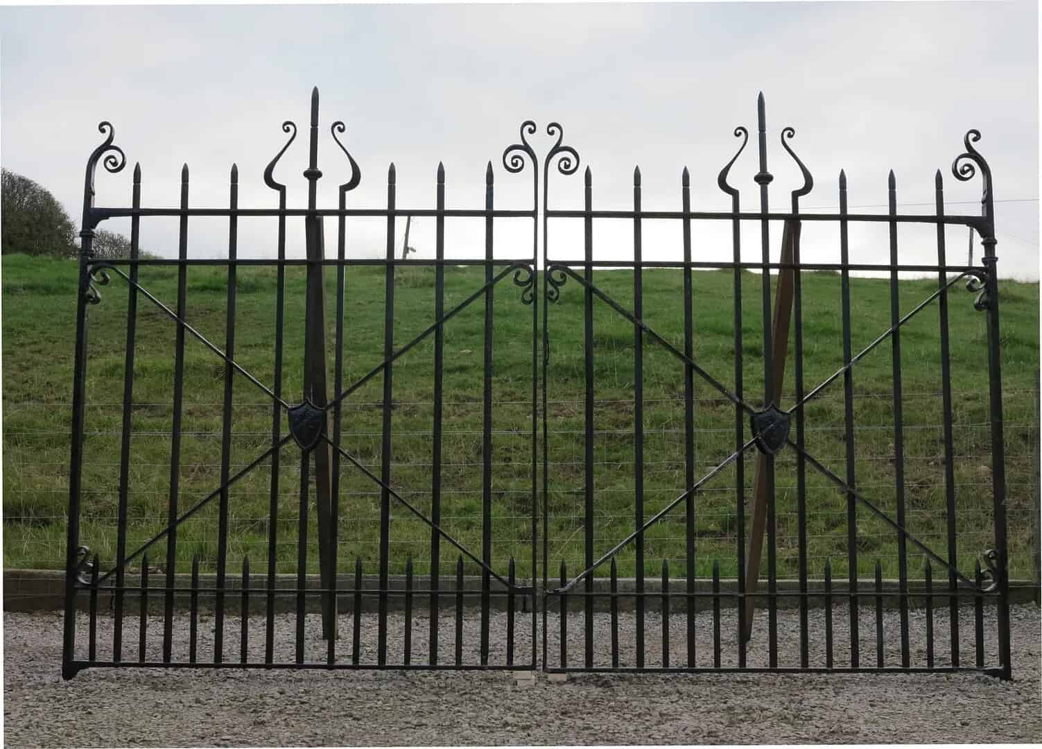 Antique Reclaimed Pair of Driveway Iron Gates and Hinges