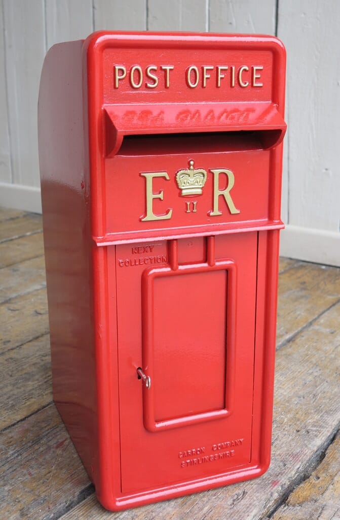 Red Pole Mounted ERII Royal Mail Post Box - p1