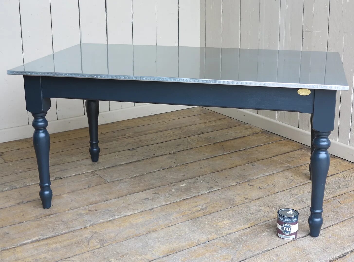 Bespoke Natural Zinc Kitchen Table With Painted Base - D1315