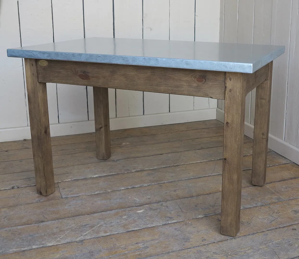 Bespoke Matt Zinc Kitchen Table With Waxed Base  - D1318