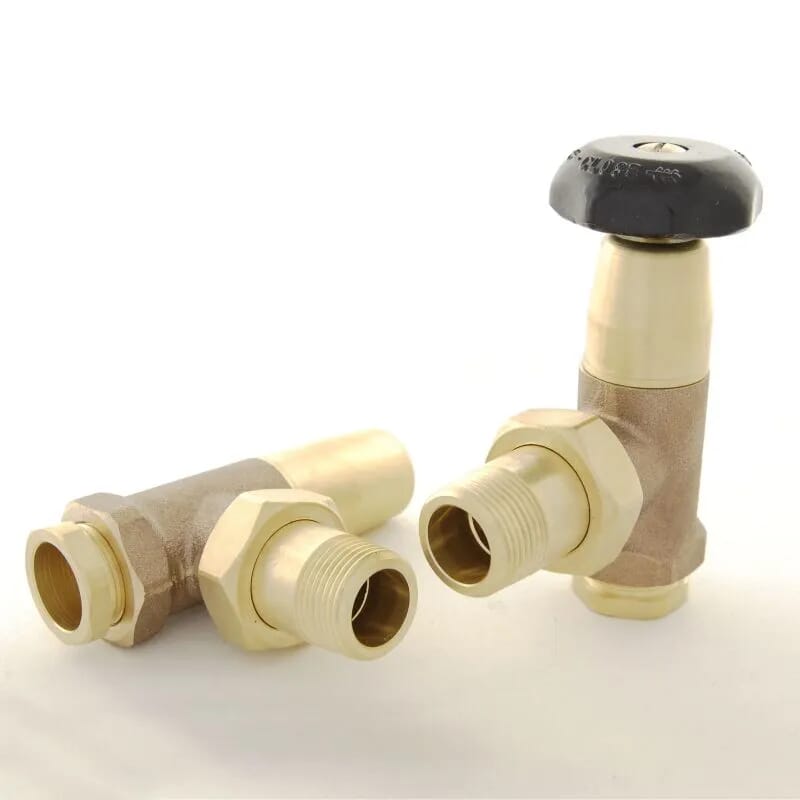 Pair Of Bradley Manual Brass Finish Radiator Valves  - LBraB