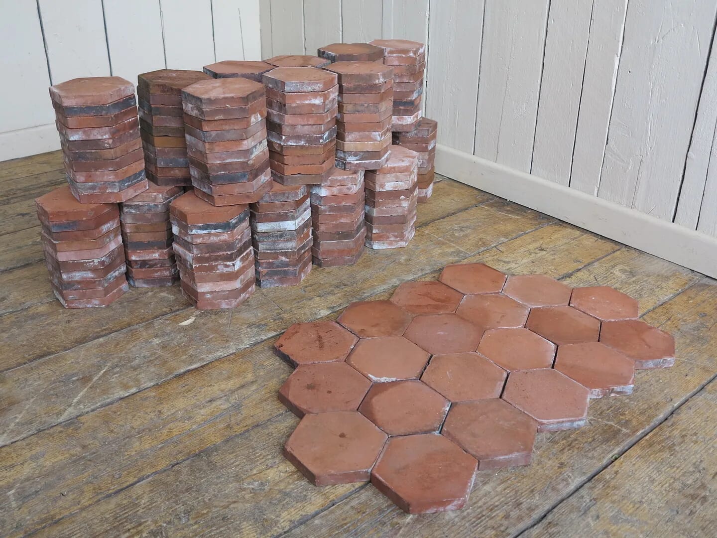 Reclaimed Terracotta Hexagon Quarry Floor Tiles - 8371