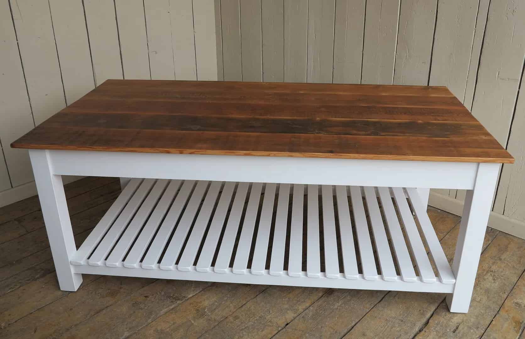Bespoke Antique Floorboard Top Unit With Slatted Base