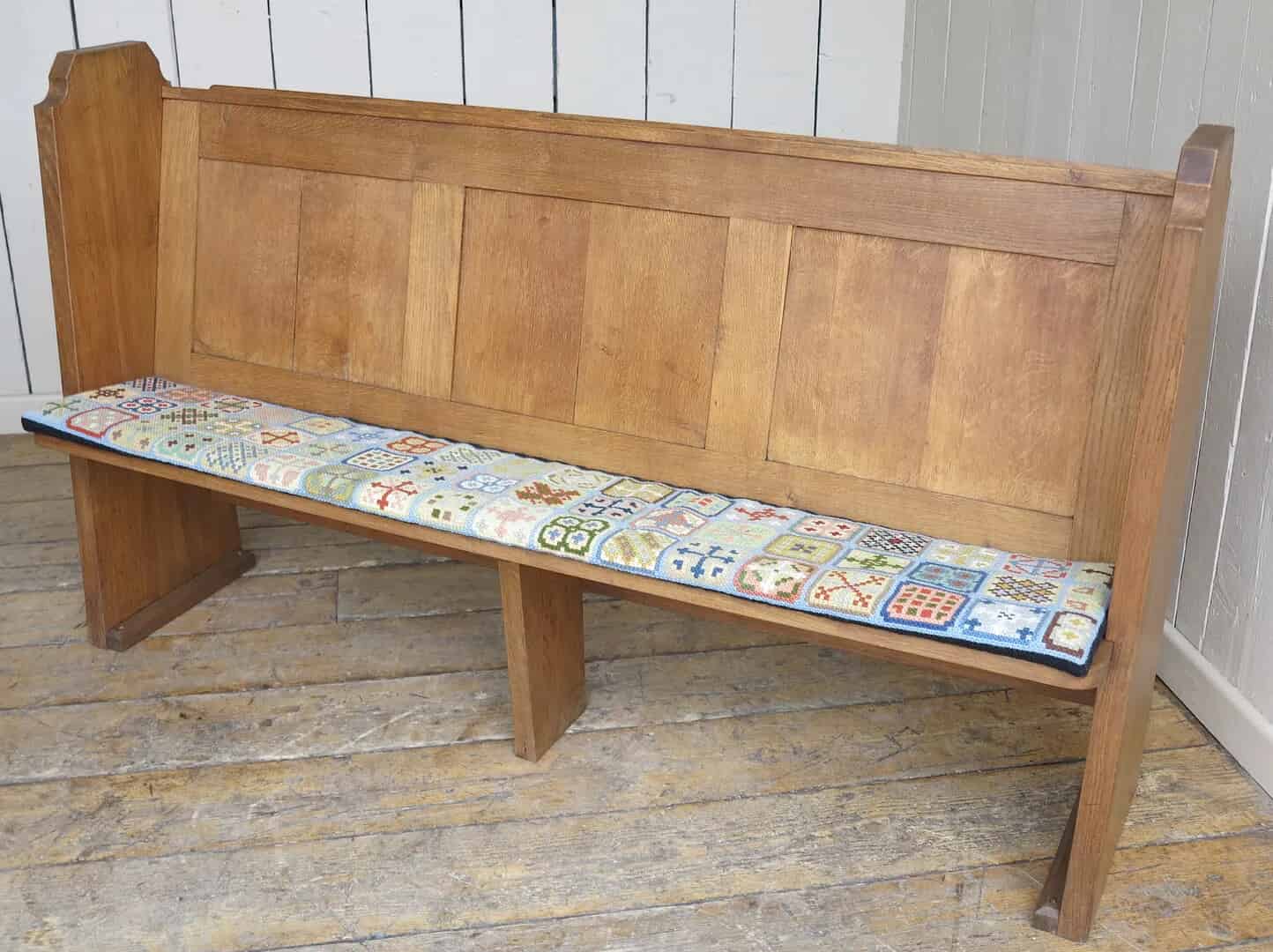 Reclaimed Solid Oak Antique Church Pew with Book Holder