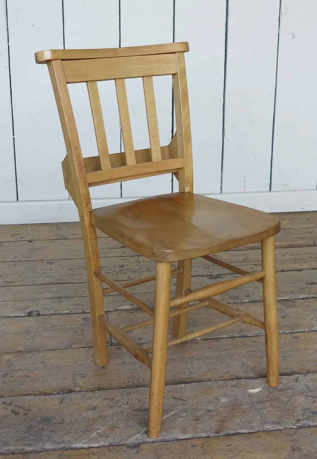 Antique Elm and Beech Church Chairs with Bible Backs