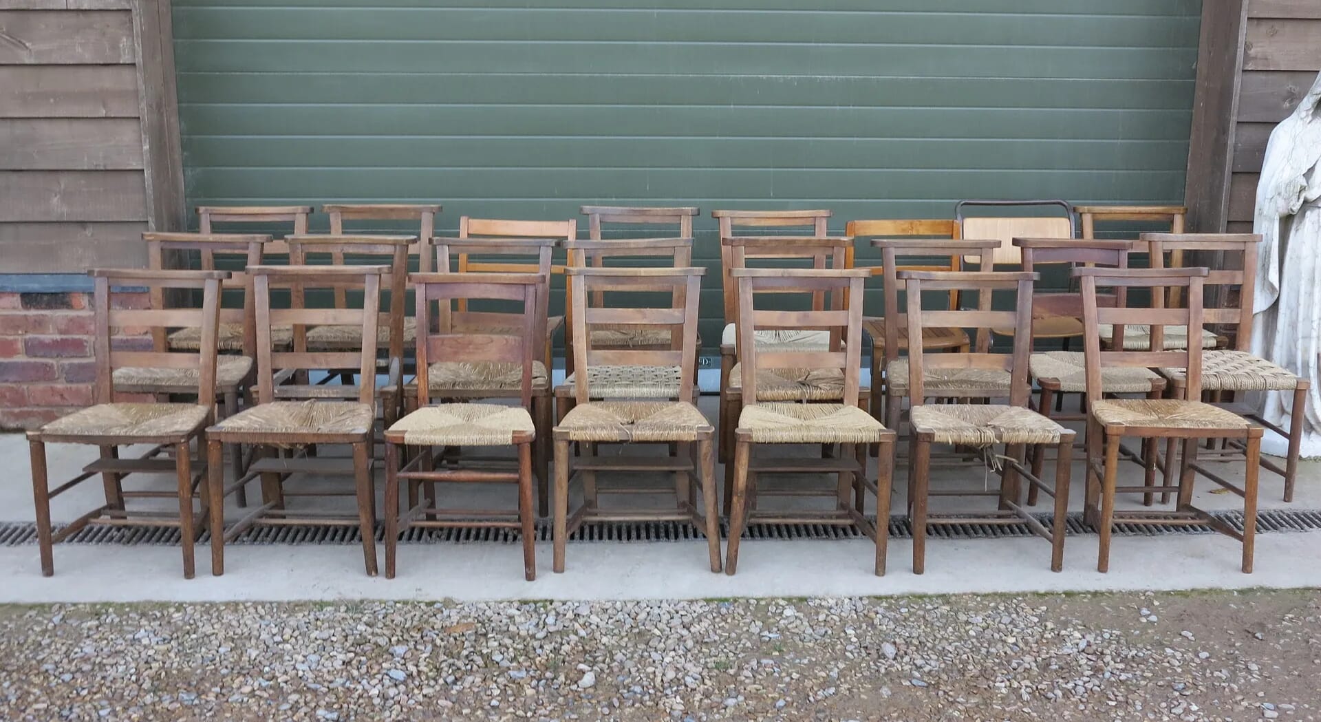 Antique Reclaimed Wooden Church Chairs - Require Repairs - 8368
