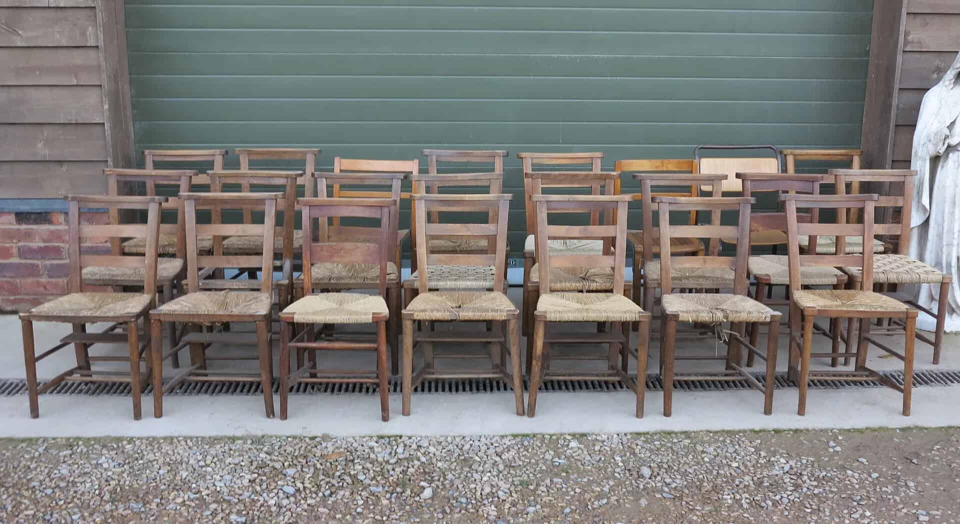 Antique Reclaimed Wooden Church Chairs - Require Repairs