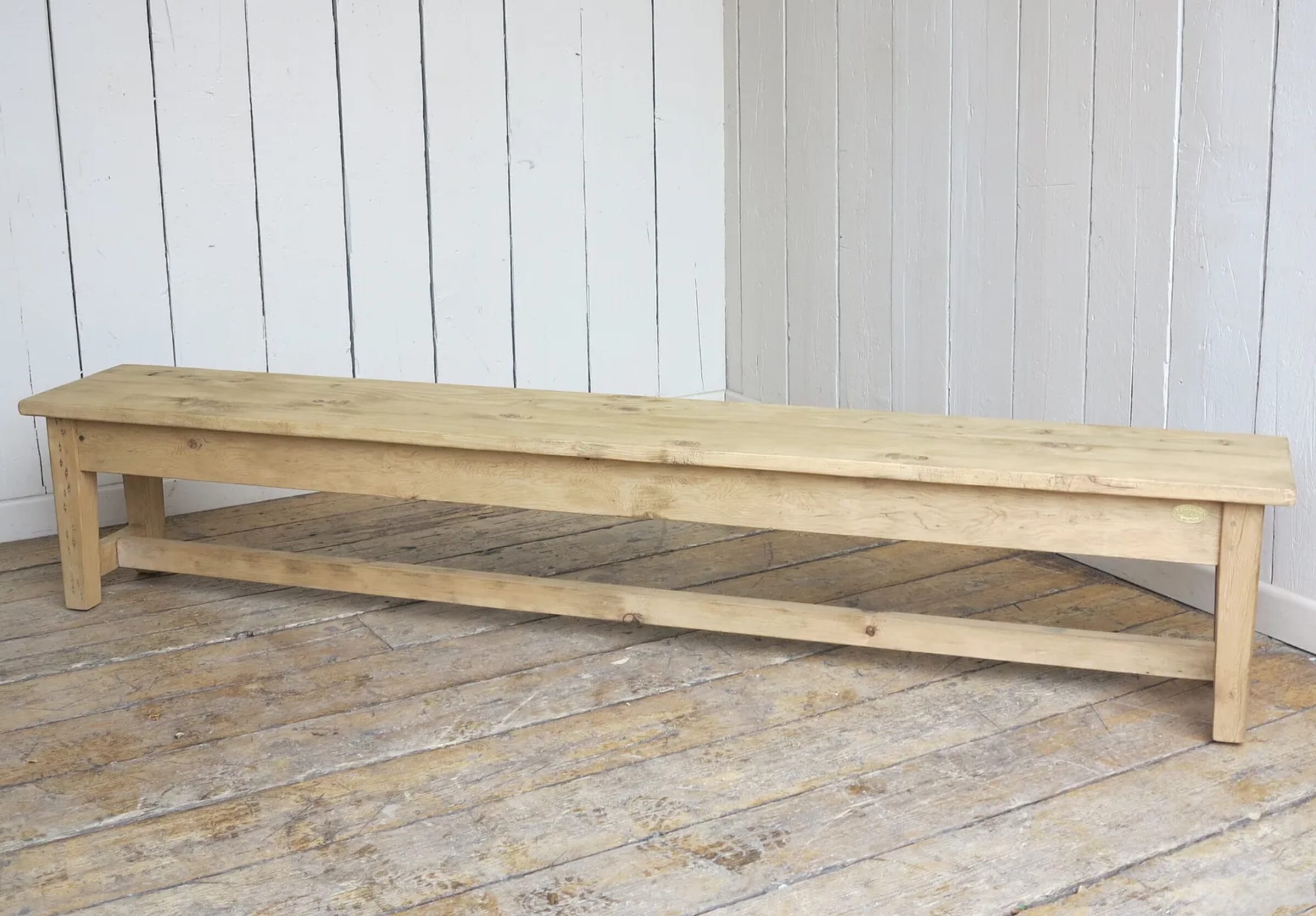 Handmade Wooden Reclaimed Pine Plank Top Bench