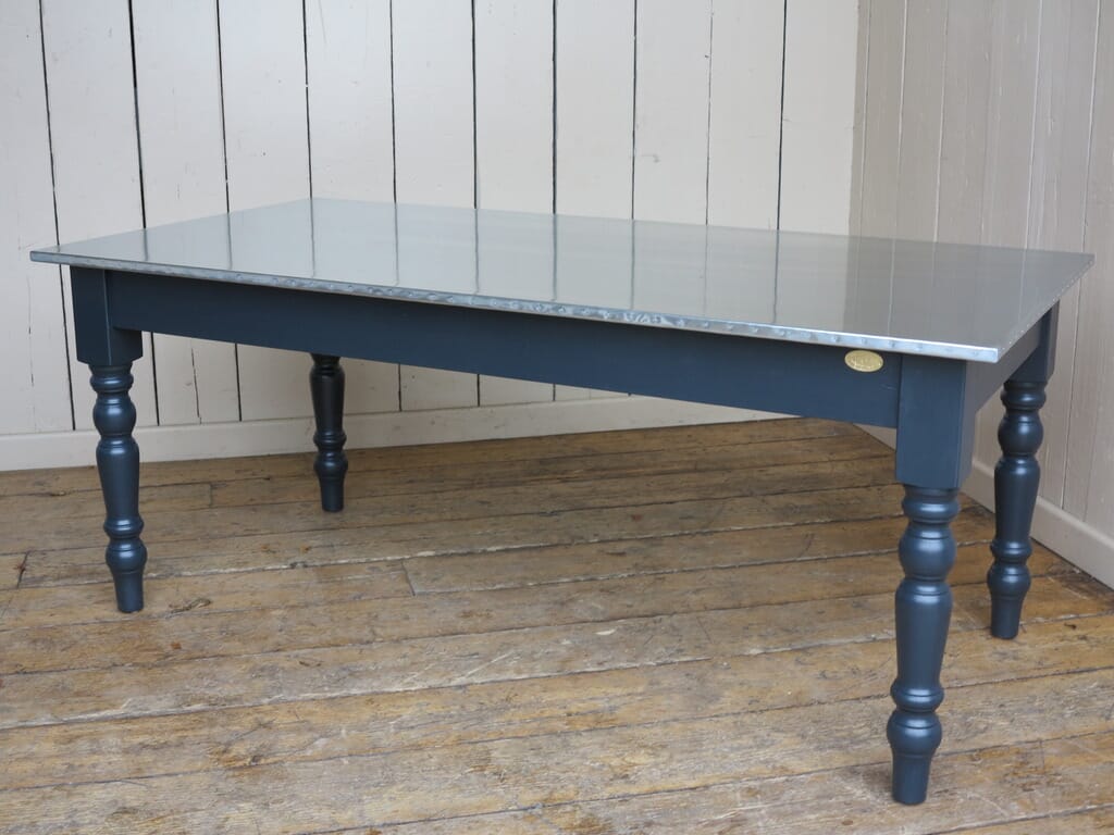 Handmade Natural Zinc Kitchen Table With Drawer - D1333