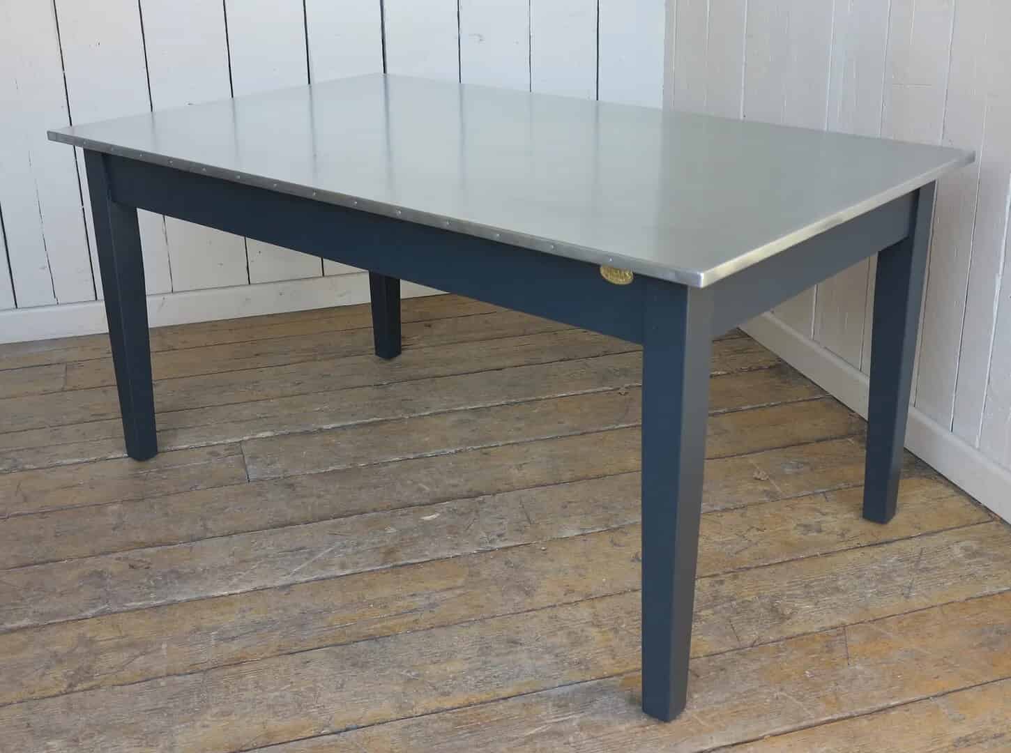 Handmade Natural Zinc Dining Table With Painted Base