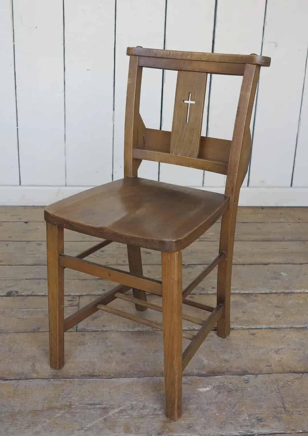 Antique Reclaimed Solid Church Chairs with Bible Backs