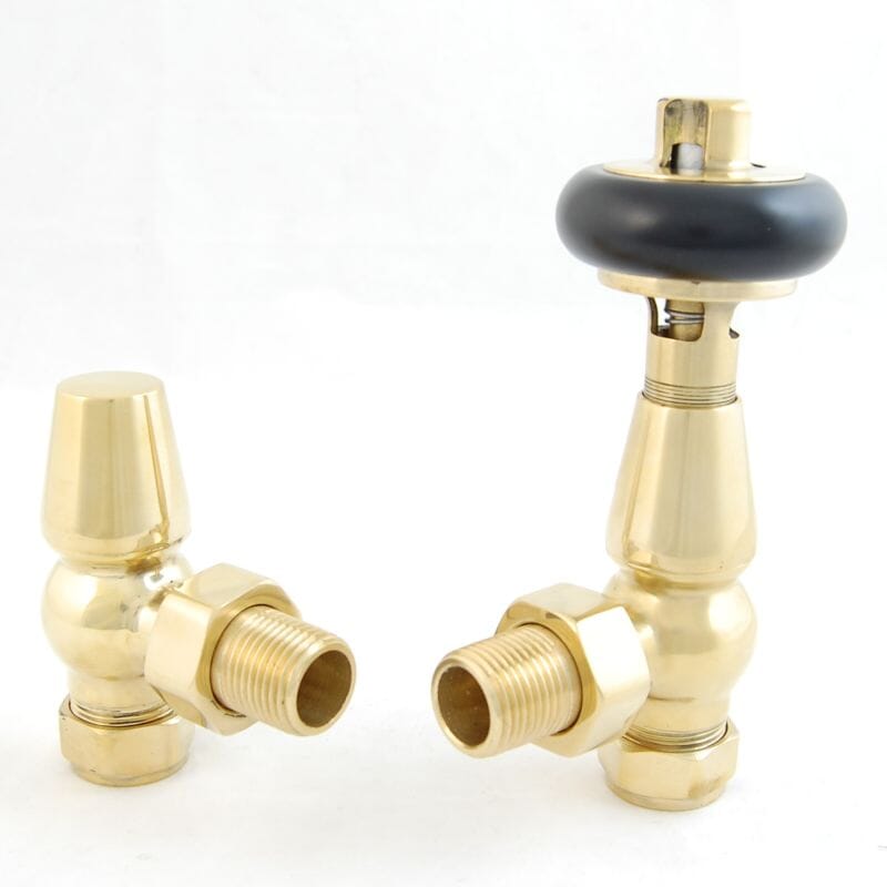 Unlacquered Brass Thermostatic Faringdon Radiator Valves - Farub