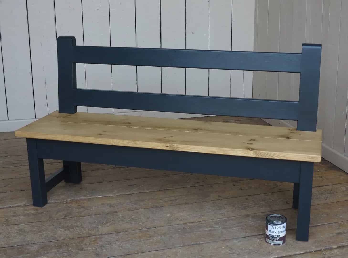 Bespoke Handmade Wooden Plank Top Bench with Back