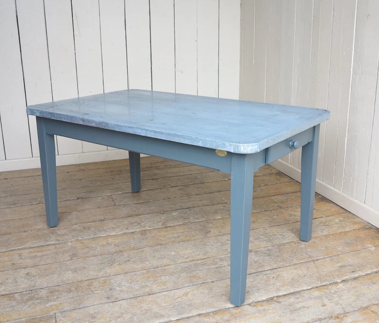 Handmade Zinc Kitchen Table With Standard Drawers - D1344