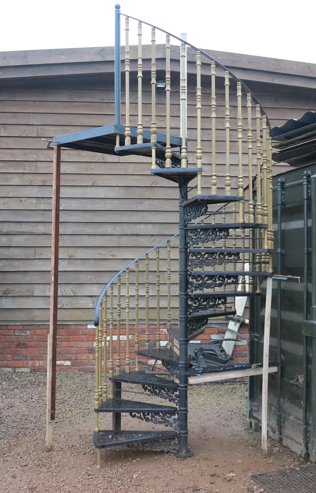Traditional Black Cottage Craft Cast Metal Spiral Staircase - 8247