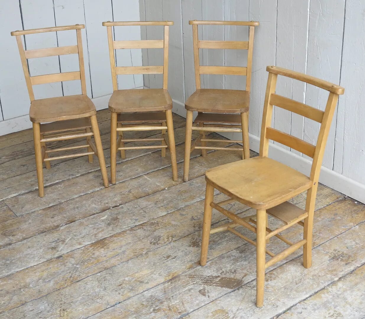 Wooden Reclaimed Church Chairs with Bible Holder - 8399b