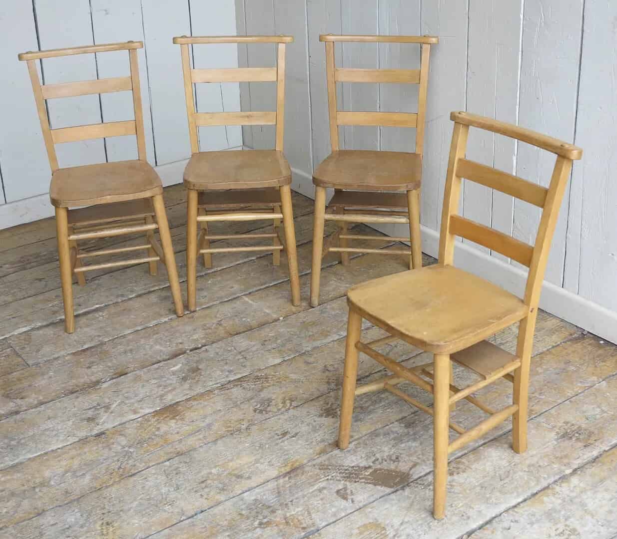 Solid Beech Church Chairs with a Bible Shelf