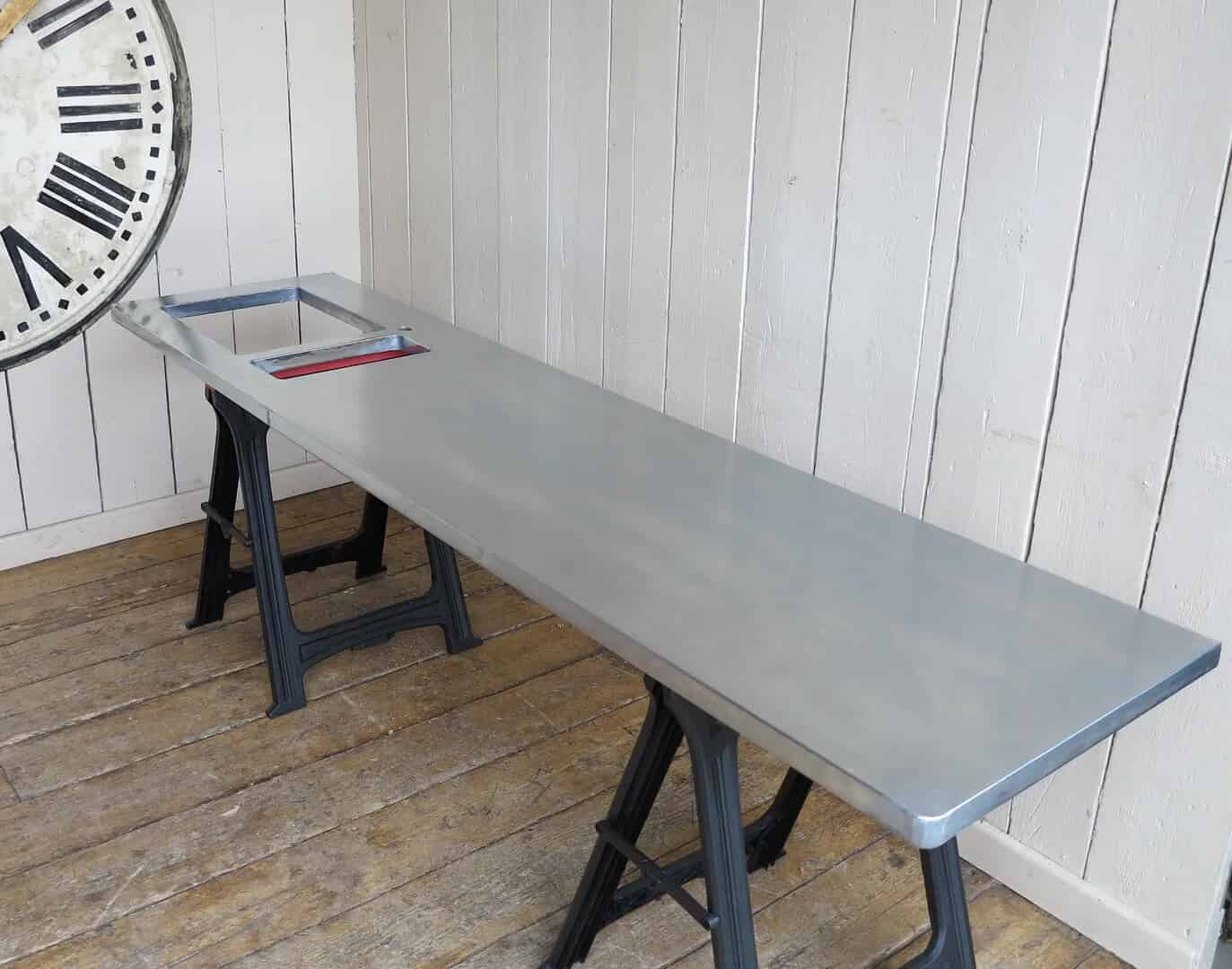Handmade Solid Natural Zinc Kitchen Worktop With Cutouts