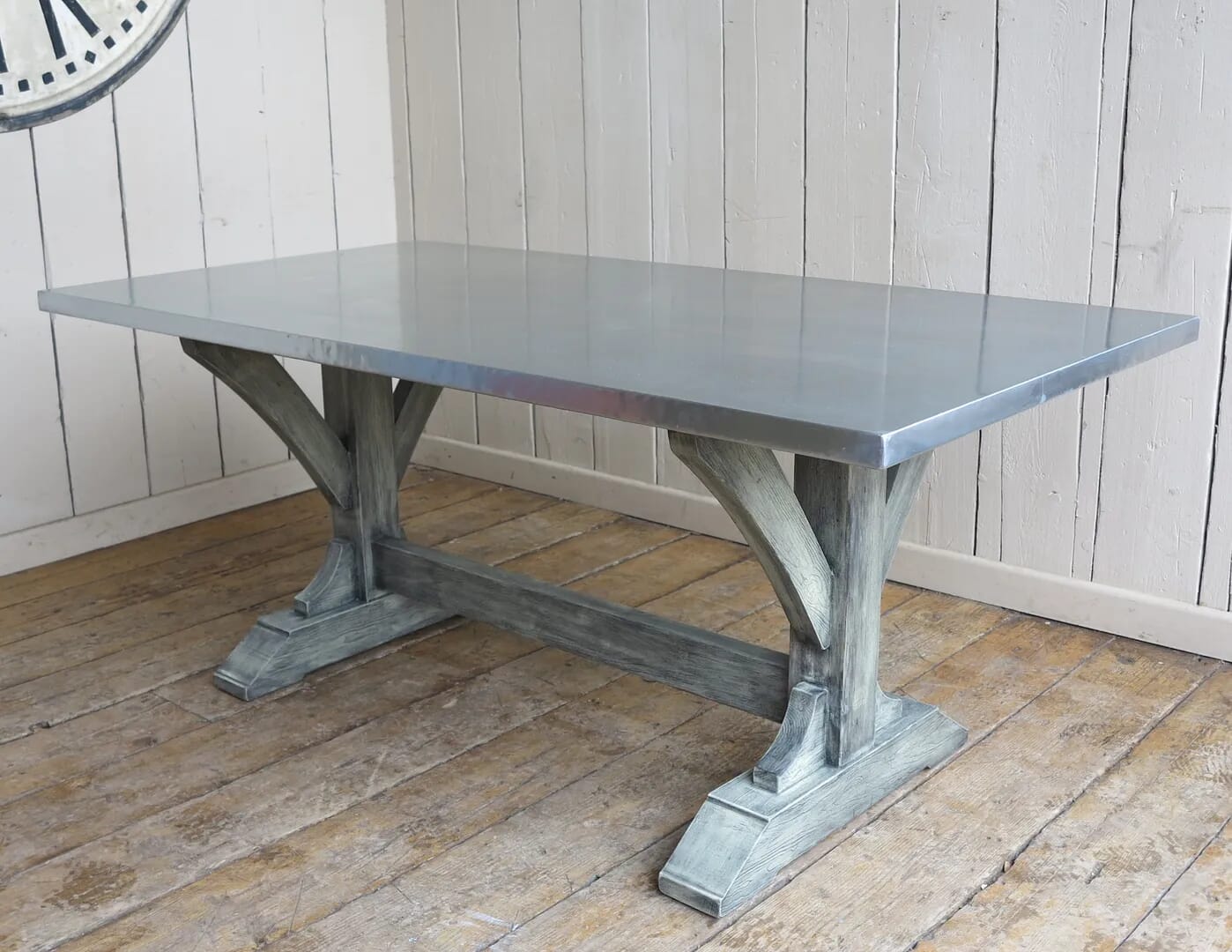 Bespoke Natural Zinc Gothic Style Kitchen Table - D1355