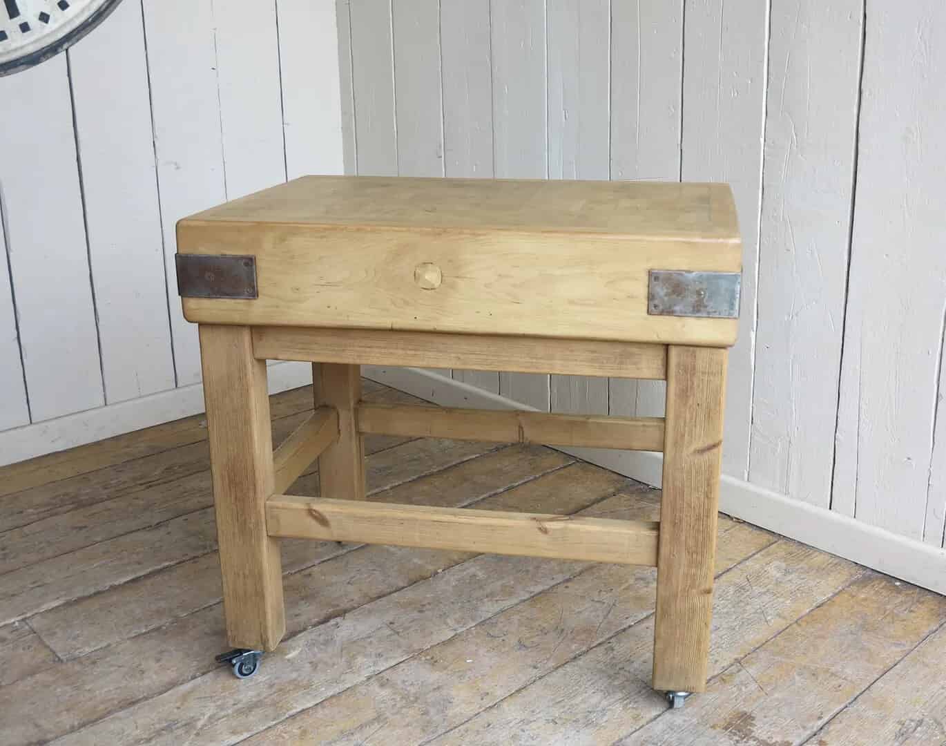 Antique Butchers Block with Original Base on Castors