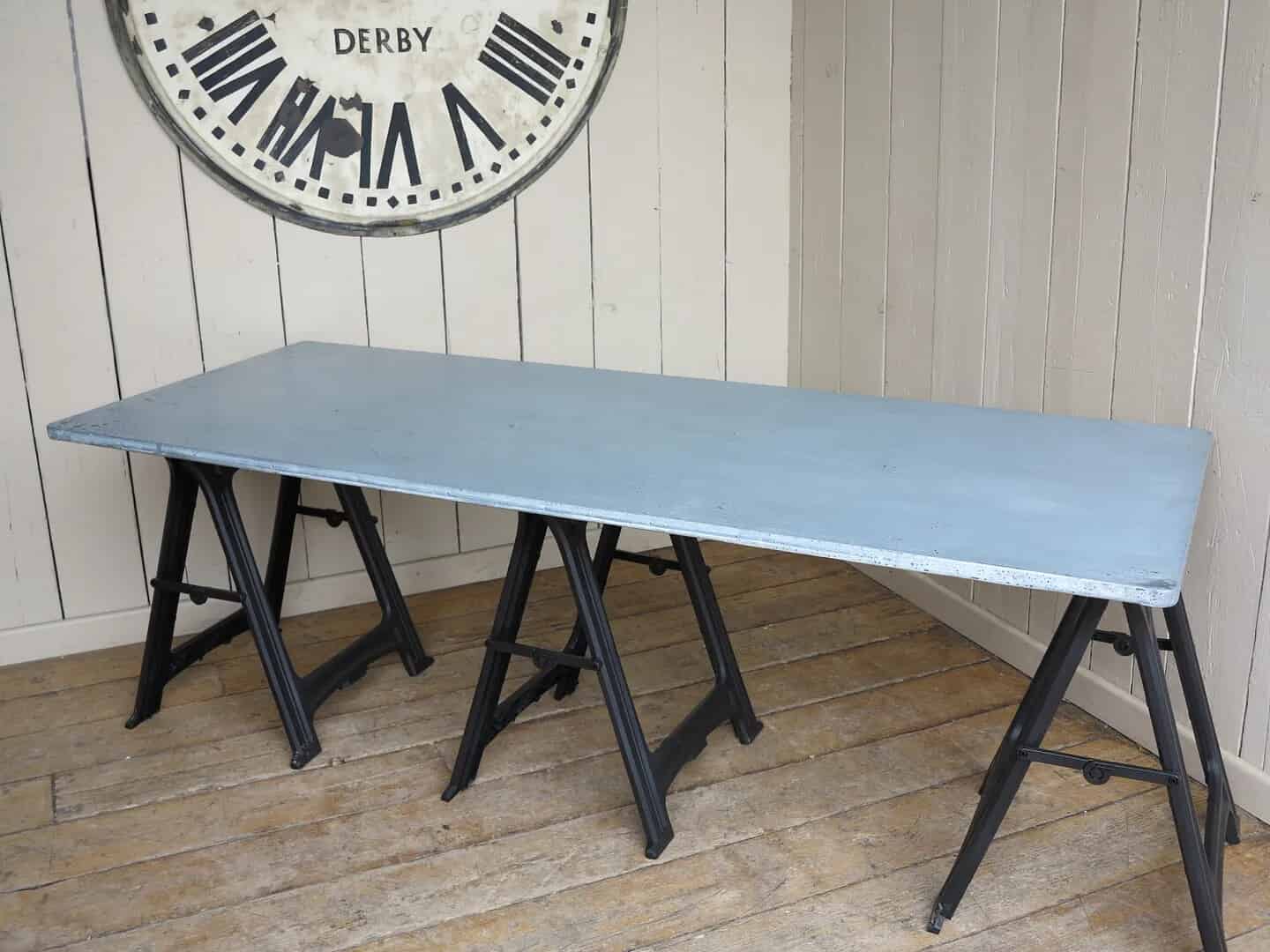 Handmade Solid Zinc Kitchen Table Top & Rounded Corners
