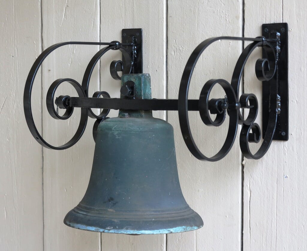 Antique Wall Mounted Church Bronze Bell with Original Clapper - 8415