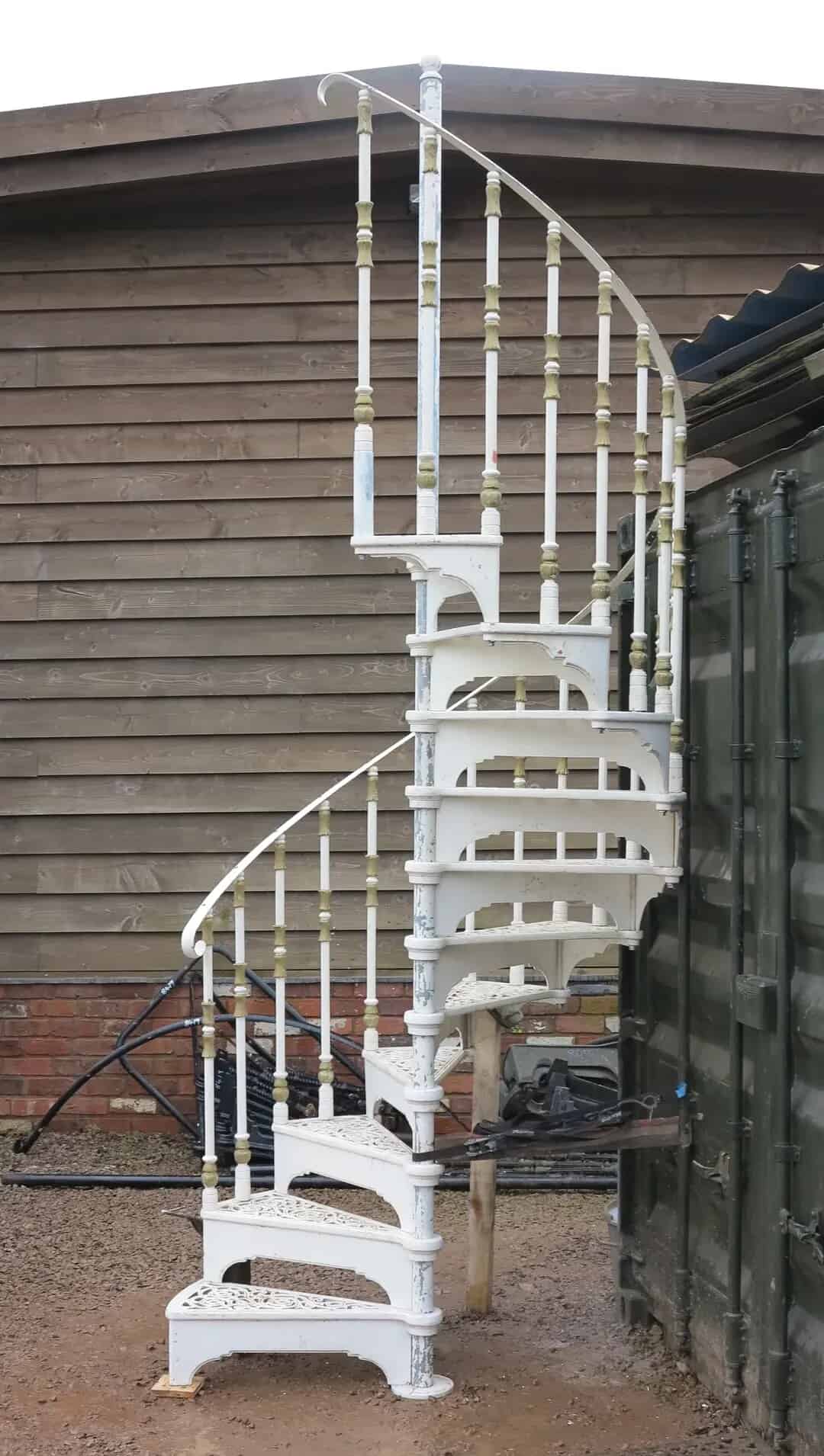 White Cottage Craft Cast Metal Spiral Staircase