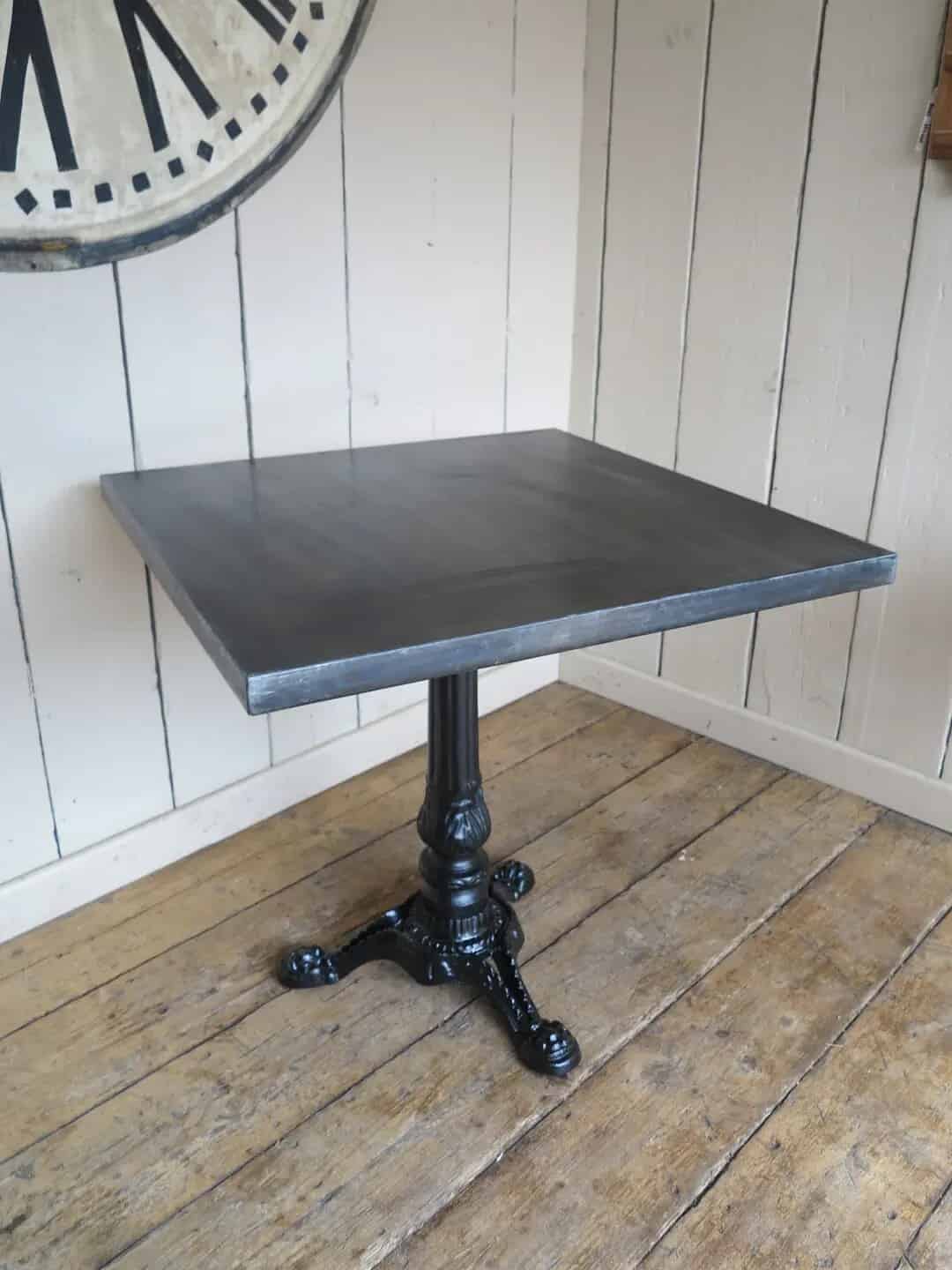 Bespoke Antiqued Zinc Tables with Cast Iron Bases