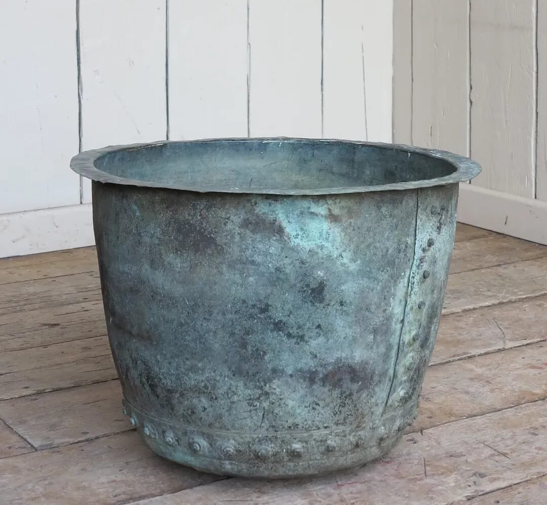 Antique Victorian Copper Garden Plant Pot - 8453