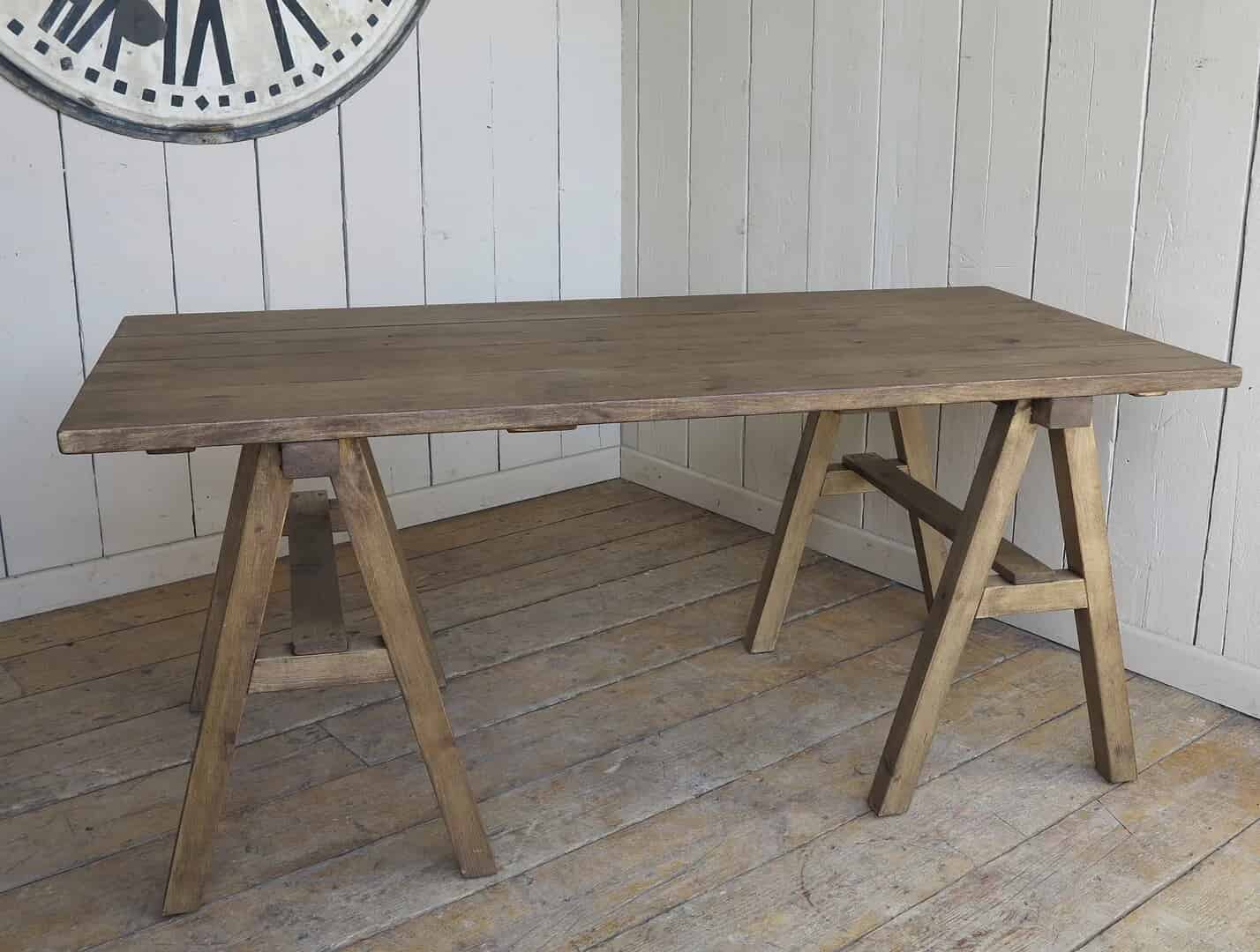 Bespoke Wooden Plank Top Kitchen Table with A Frame Base