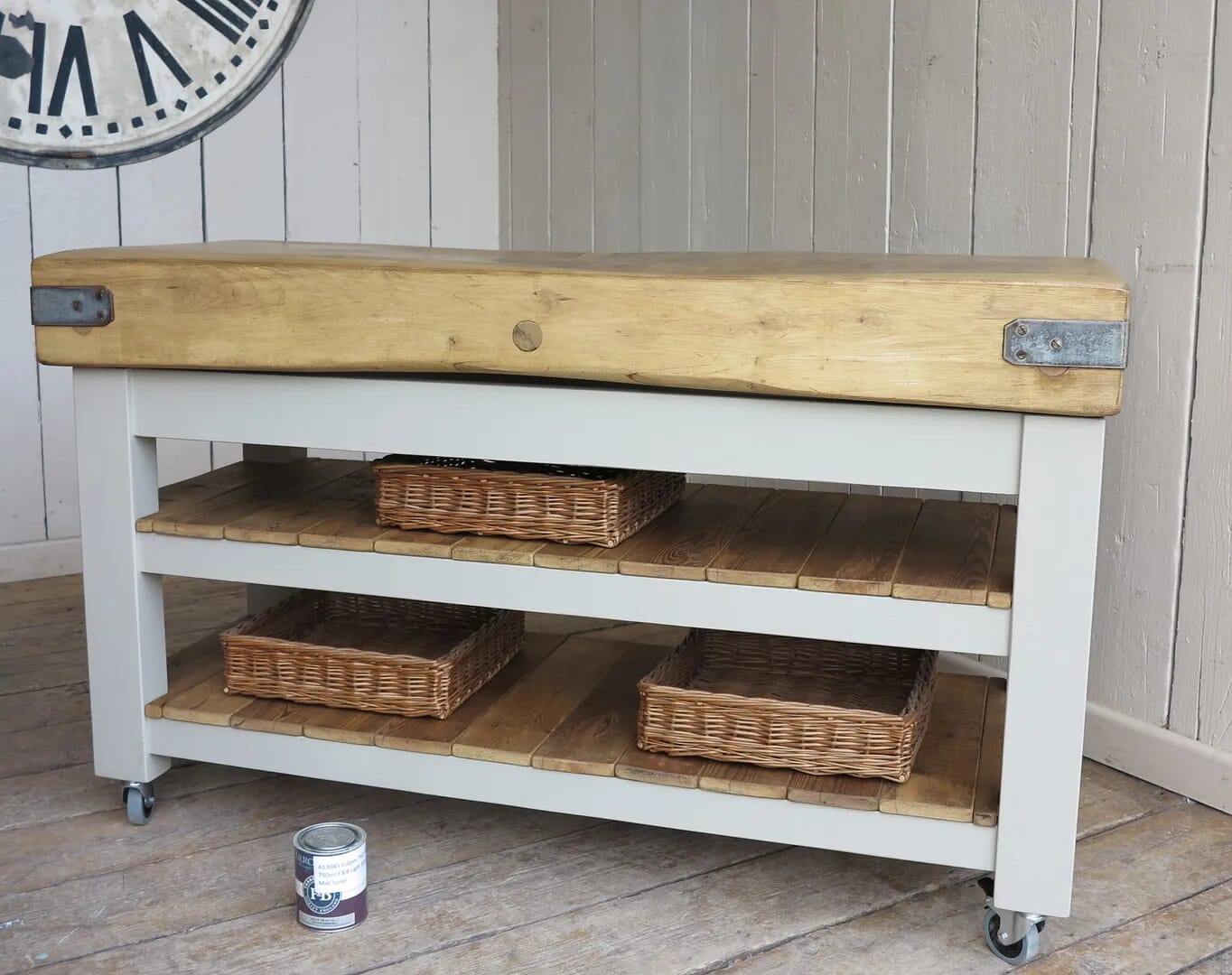 Bespoke Butchers Block Wooden Base with Original Top - D1367
