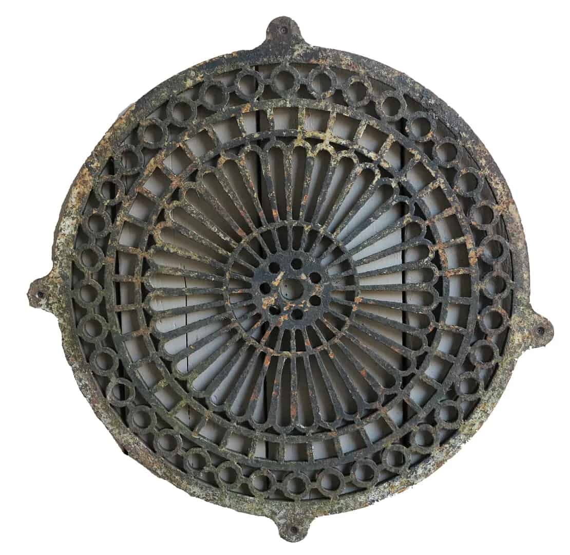 Large Victorian Cast Iron Church Round Floor Grille