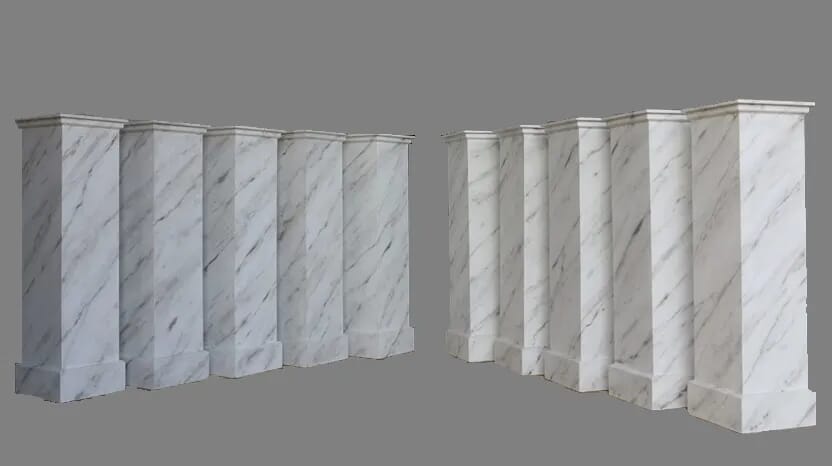 Wooden Painted Marble Effect Plinths - 6878