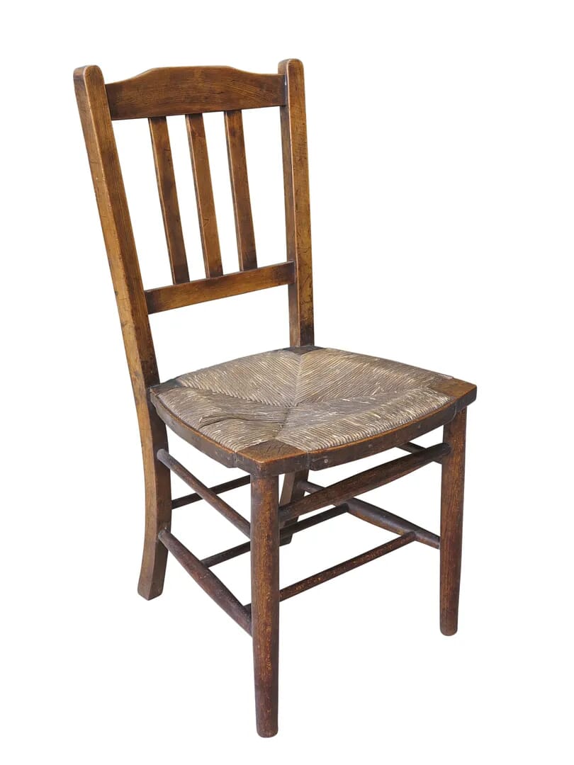 Rush Seated Wooden Church Chairs - Require Repairs - 8475b