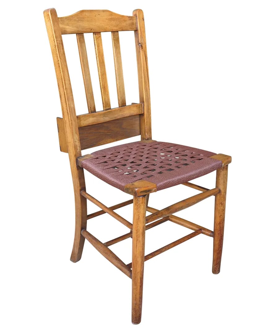 Reclaimed Rush Seated Church Chairs with Bible Backs  - 8475a