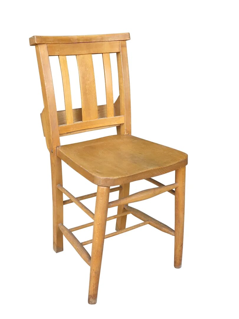 Antique Wooden Church Chairs with Bible Backs - 8458