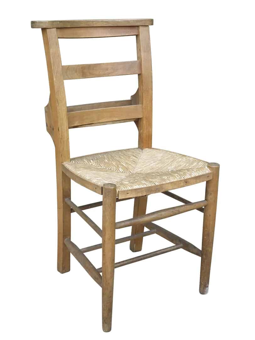 Antique Rush Seated Church Chairs with Bible Holders