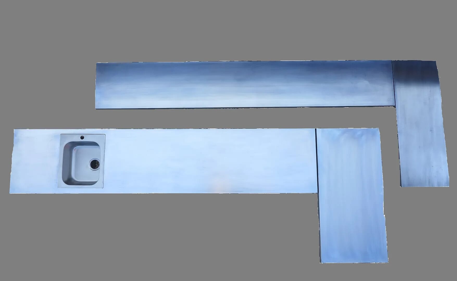 Natural Zinc Handmade Kitchen Worktops with Sink Cutout - D1374