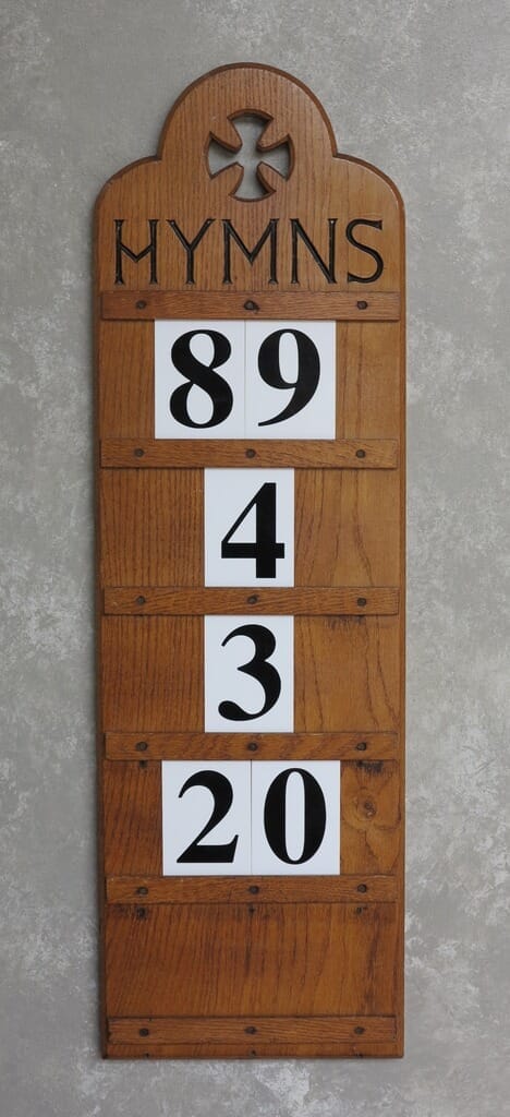Antique Wall Mounted Gothic Church Hymn / Psalm Board - 8515