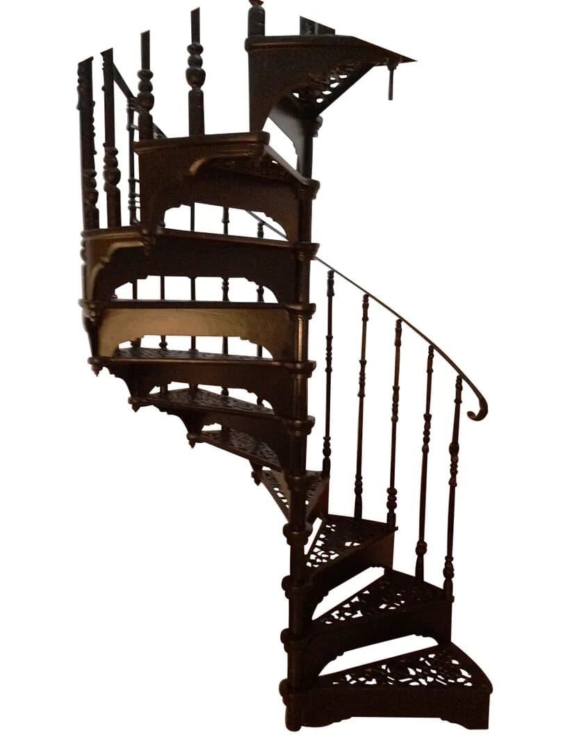 Black Cottage Craft Cast Metal Spiral Indoor Staircase - 8522