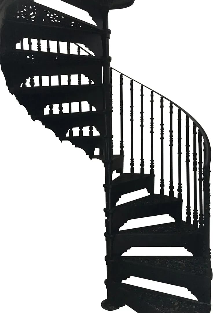 Reclaimed Black Cottage Craft Cast Metal Spiral Staircase - 8522