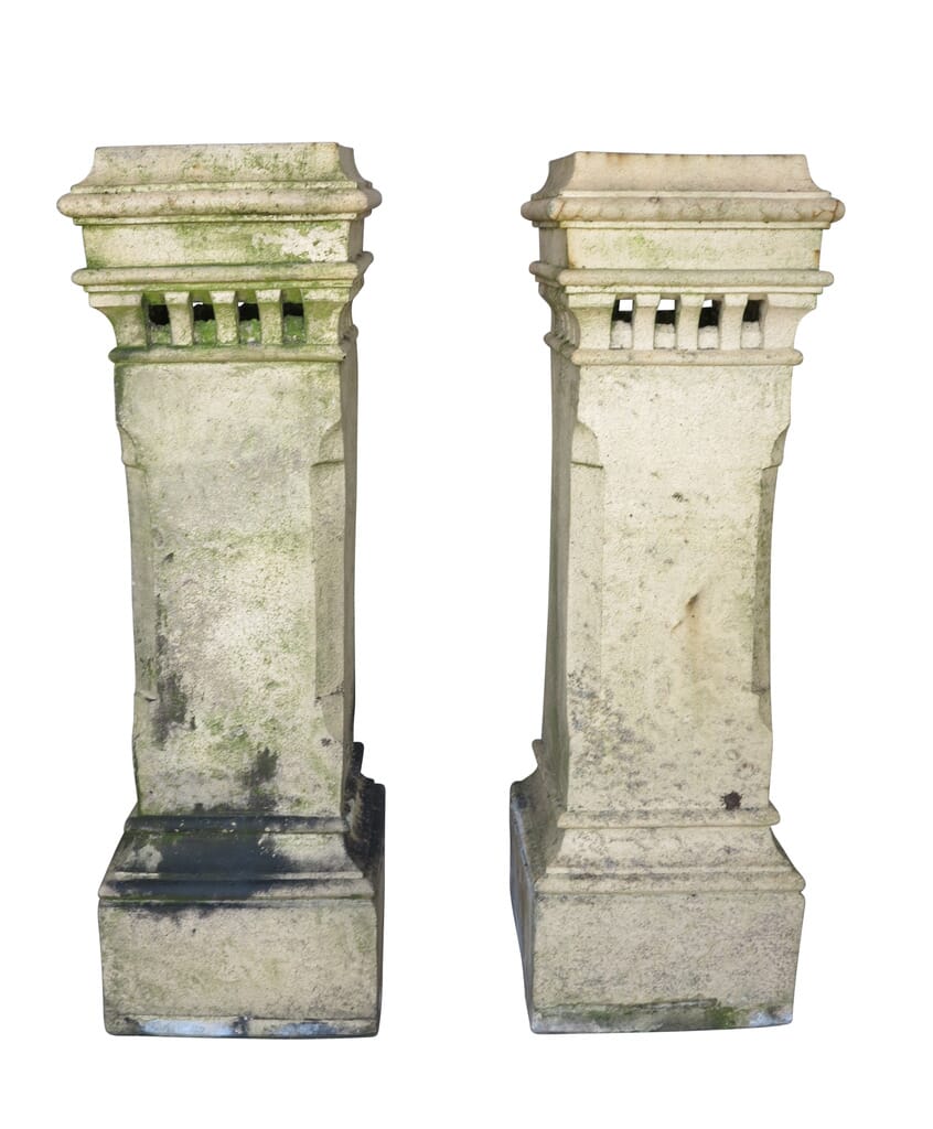 Large Matching Pair of Terracotta Victorian Chimney Pots - 8532