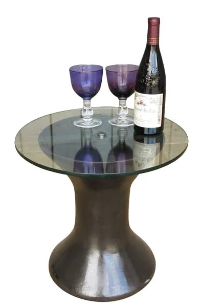 Vintage Industrial Glass & Cast Iron Coffee / Side Table - 7932