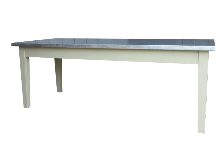 Natural Matt Zinc Topped Kitchen Table - 7979