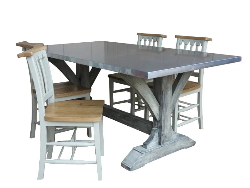 Handmade Natural Zinc Gothic Style Kitchen Dining Table - D1354