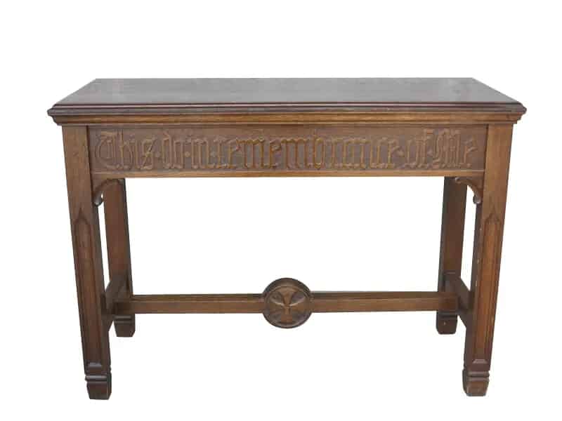 Original Antique Gothic Oak Church Altar Side Table