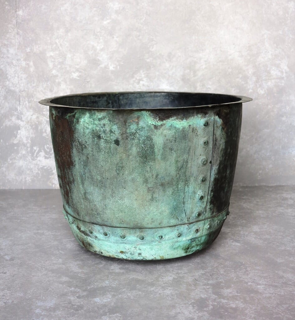 Reclaimed Victorian Copper Garden Planter or Plant Pot - 8529