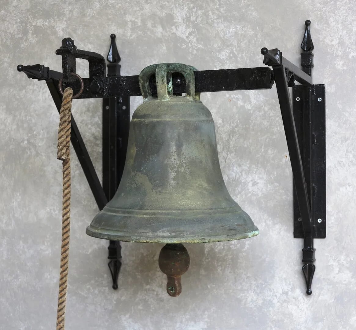 Antique Wall Mounted Church Bronze Bell With Clapper - 8473