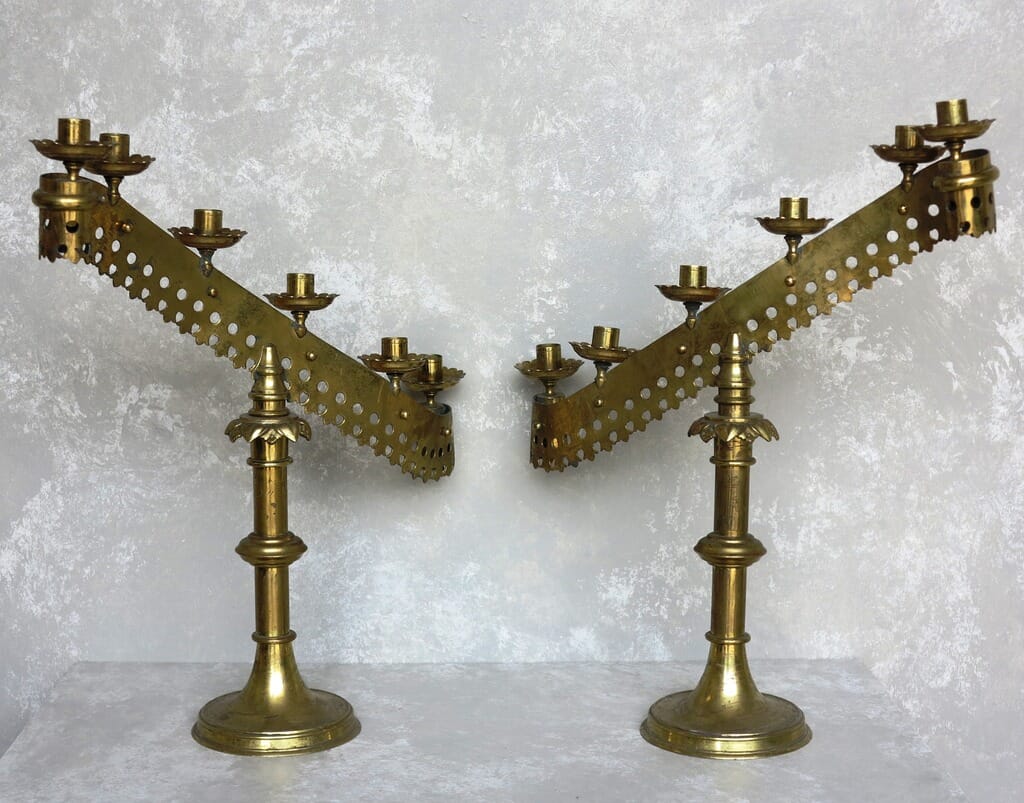 Pair of Solid Brass Victorian Candlesticks  - 8524