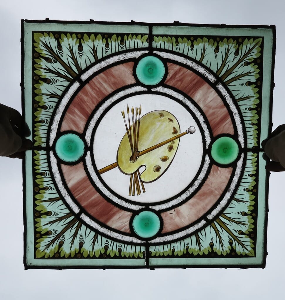 Stained Glass Window with Painters Palette and Brush - 8340